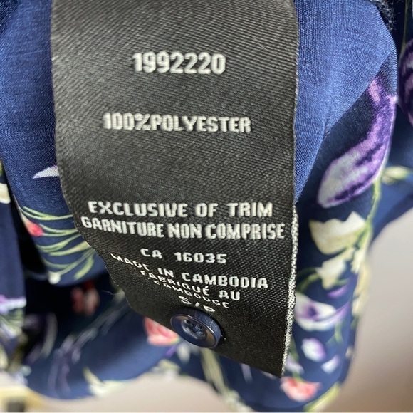 CATHERINE Malandrino Navy Blue Floral Sleeveless Dress Small - Picture 9 of 13